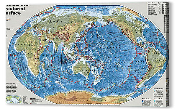 Постер (плакат) - Карта тектонических плит
