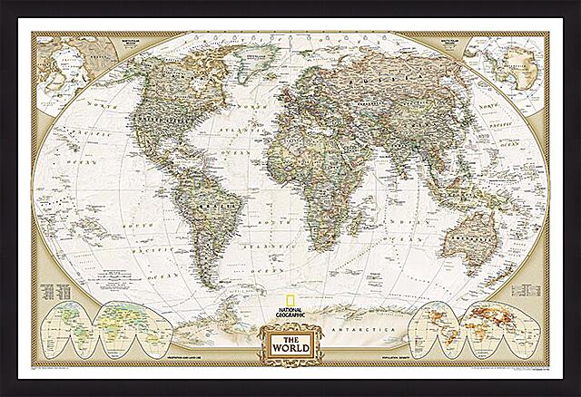 Картина - Карта мира в античном стиле
