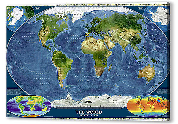 Постер (плакат) - Карта мира со спутника
