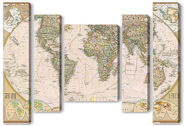 Модульная картина - Карта мира в старом стиле
