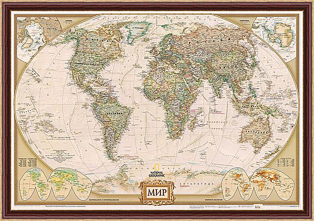 Картина - Карта мира в старом стиле
