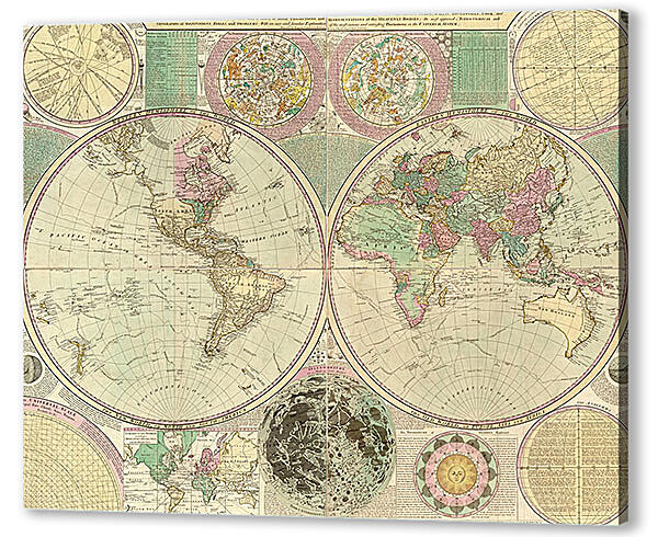 Постер (плакат) - Карта мира в круглой развертке
