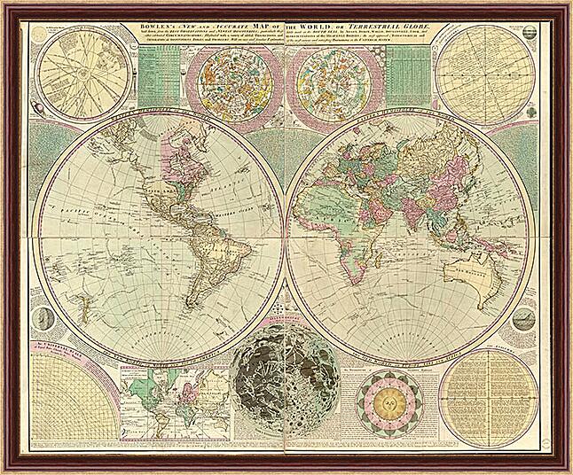 Картина - Карта мира в круглой развертке
