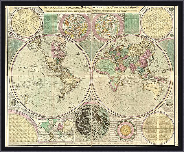 Картина - Карта мира в круглой развертке
