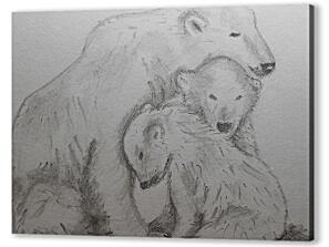 Постер (плакат) - Белые медведи карандашом