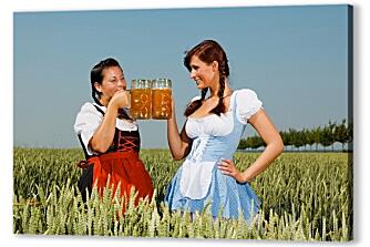 Постер (плакат) - Две девушки и пиво