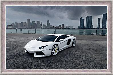 Картина - Белый Lamborghini Aventador
