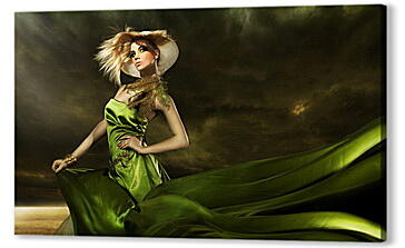 Постер (плакат) - Зеленое платье в поле
