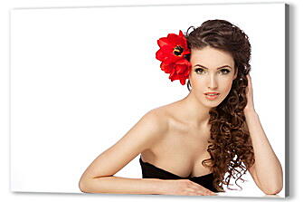 Постер (плакат) - Девушка с красным цветком