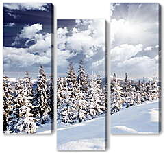 Модульная картина - Елки и белый снег
