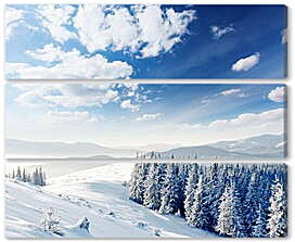 Модульная картина - Горный зимний пейзаж
