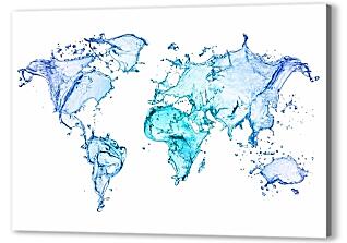 Постер (плакат) - Карта мира из воды
