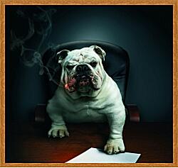 Картина - Собака босс в кабинете