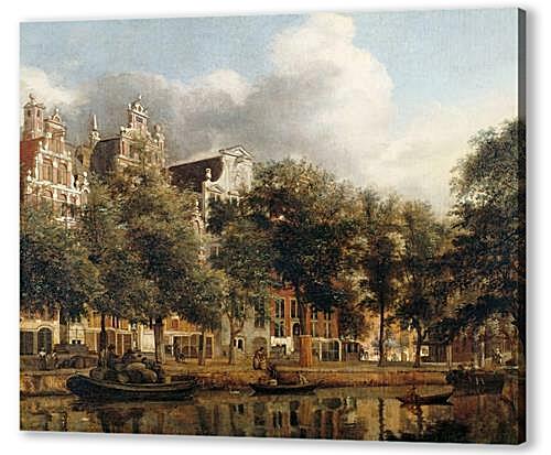 Картина маслом - Херенграхт в Амстердаме
