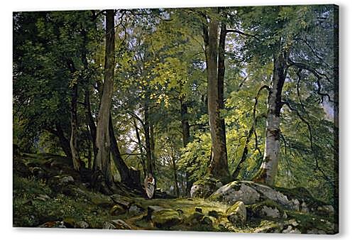 Картина маслом - Буковый лес в Швейцарии