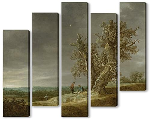 Модульная картина - Landscape with two oaks
