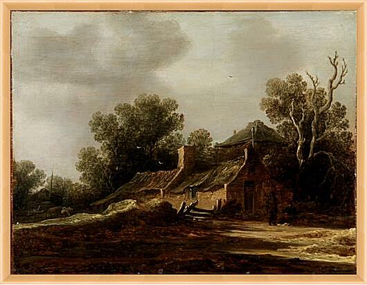 Картина - Landscape with peasants hut
