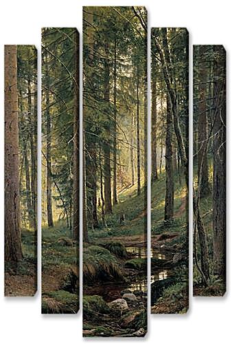 Модульная картина - Ручей в лесу (На косогоре)