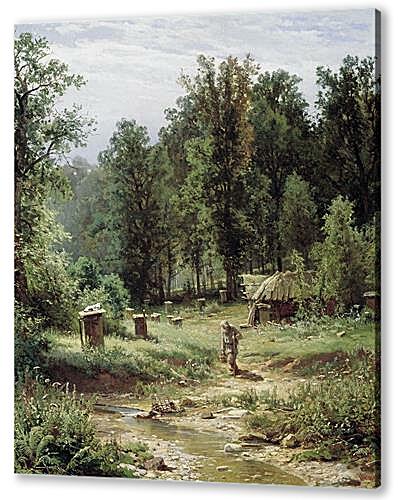 Картина маслом - Пасека в лесу	
