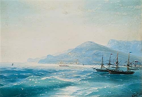 Картина - Корабли недалеко от побережья 1886	
