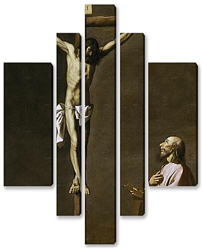 Модульная картина - Saint Luke as a painter,before christ on the Cross
