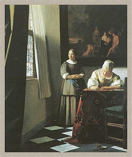 Картина - Lady writing a letter with her maid
