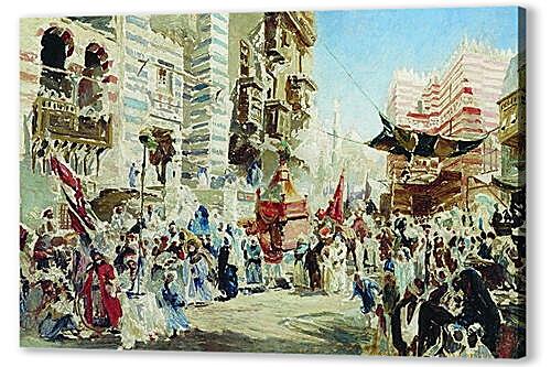 Картина маслом - Эскиз к картине Перенесение священного ковра из Мекки в Каир