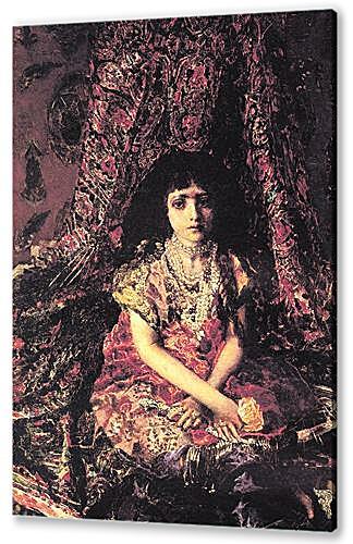 Картина маслом - Portrait of a Girl against a Persian Carpet