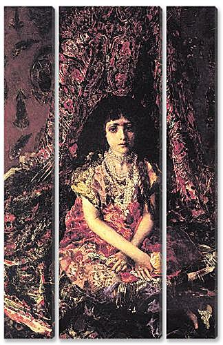 Модульная картина - Portrait of a Girl against a Persian Carpet