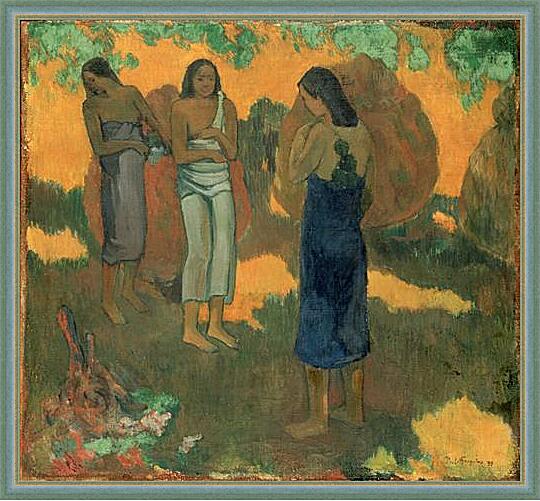 Картина - Three Tahitian Women Against a Yellow Background	
