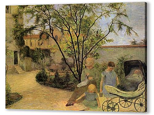 Картина маслом - La famille du peintre au jardin, rue Carcel	
