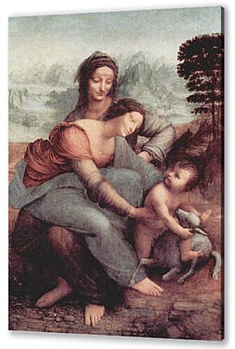 Картина маслом - Святая Анна с Марией и младенцем
