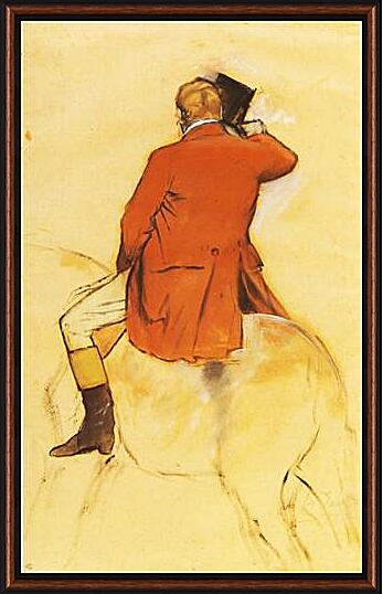 Картина - Cavalier en Habit rouge  Pinceau et lavis sepia	
