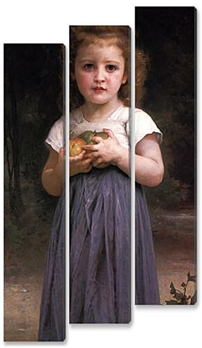 Модульная картина - Petite Fille Tenant des Pommes Dans Les Mains
