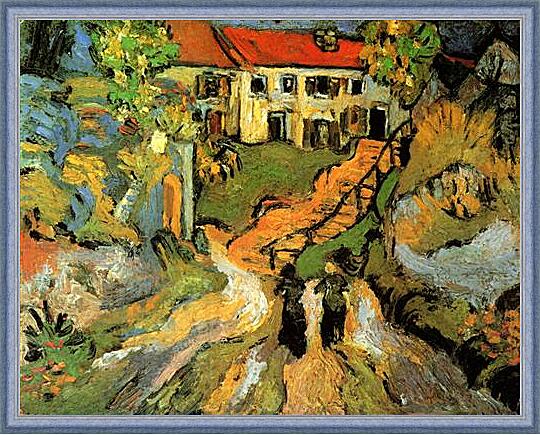 Картина - Village Street and Steps in Auvers with Two Figures
