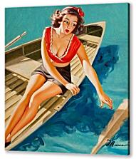 Постер (плакат) - Девушка в лодке (стиль пин ап)