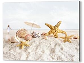 Постер (плакат) - Пляж и морские звезды