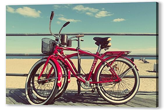 Картина маслом - Велосипеды на пляже