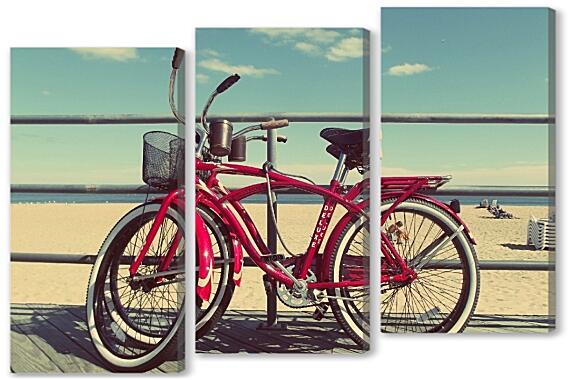 Модульная картина - Велосипеды на пляже
